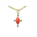 14k Red Coral Pendant Gold With Emerald Stones - K Jewelry Accessories