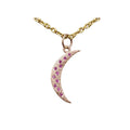 14k Rose Gold Pink Sapphire Moon Pendant Charm - K Jewelry Accessories