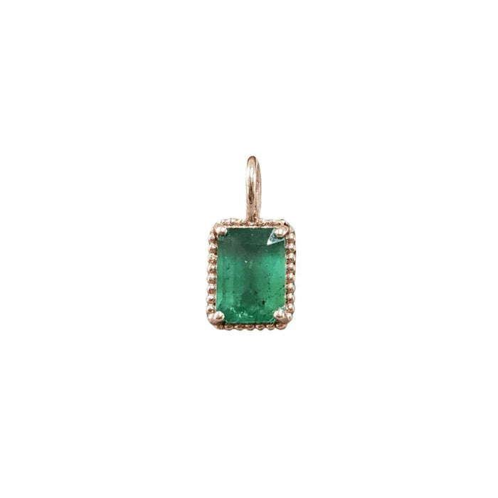 14k Rose Gold Zambian Emerald Charm For Women - K Jewelry Accessories
