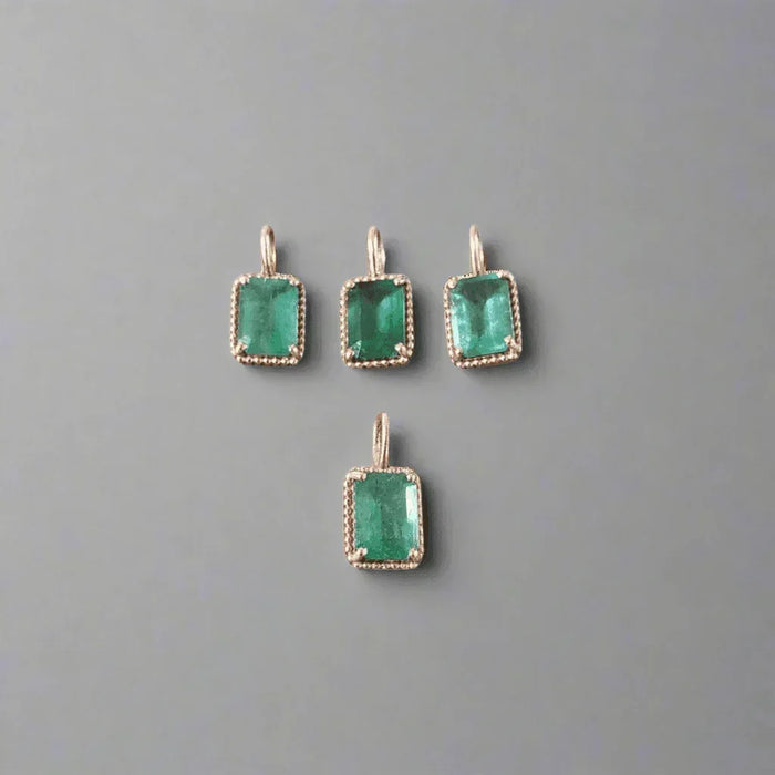 14k Rose Gold Zambian Emerald Charm For Women - K Jewelry Accessories