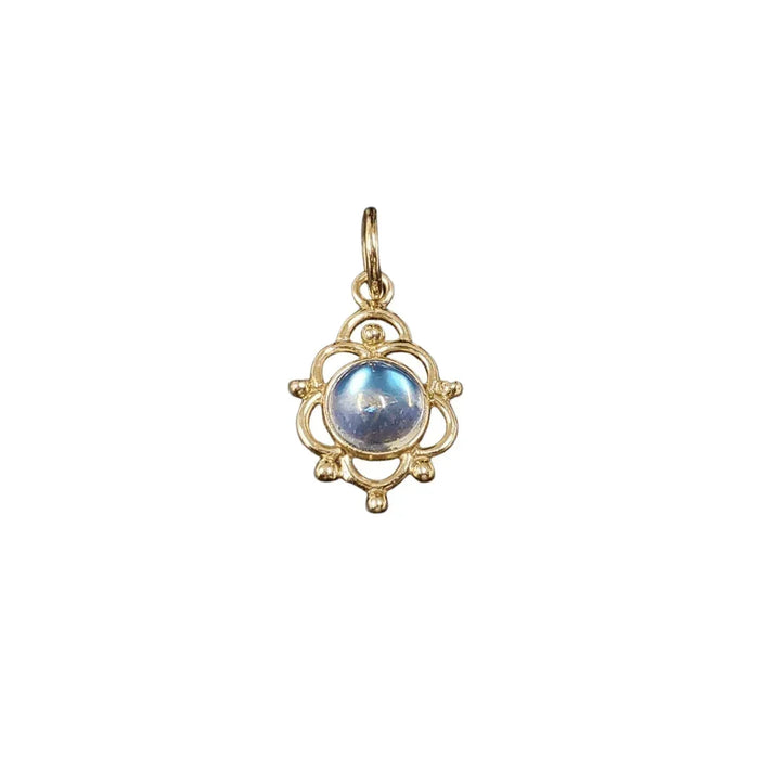 14k Round Cabochon Rainbow Moonstone Designer Pendant - K Jewelry Accessories