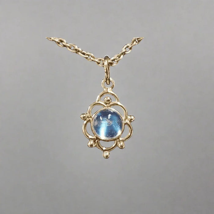 14k Round Cabochon Rainbow Moonstone Designer Pendant - K Jewelry Accessories