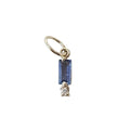 14k Solid Gold Baguette Blue Sapphire & Diamond Pendant - K Jewelry Accessories
