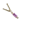 14K Solid Gold Baguette Pink Sapphire Diamond Pendant - K Jewelry Accessories