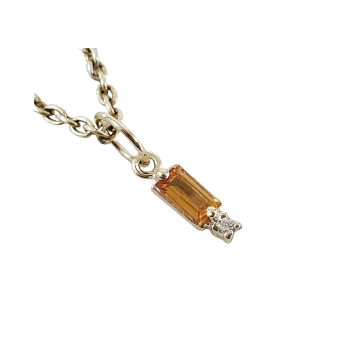 14K Solid Gold Dark Yellow Sapphire Pendant | Modern Minimal Gemstone - K Jewelry Accessories