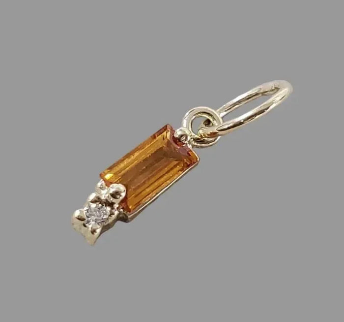 14K Solid Gold Dark Yellow Sapphire Pendant | Modern Minimal Gemstone - K Jewelry Accessories