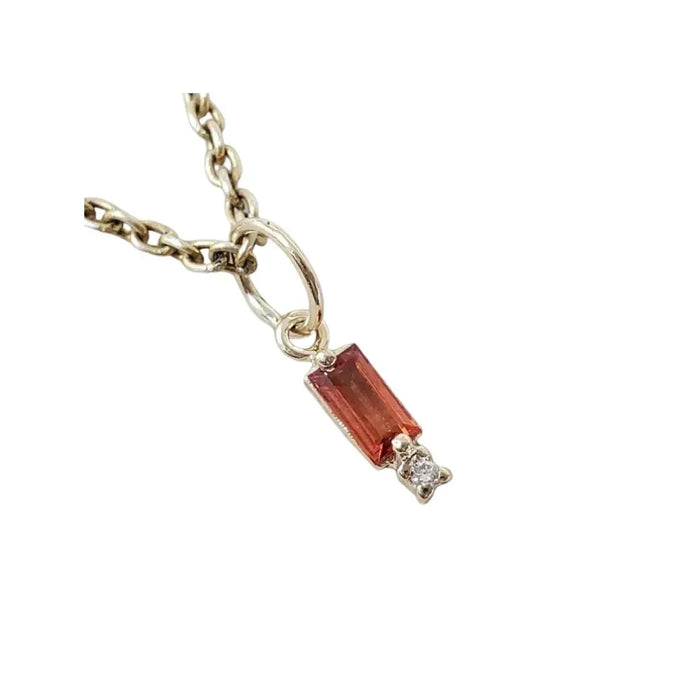 14K Solid Gold Orange Sapphire Pendant | Natural Baguette Sapphire - K Jewelry Accessories