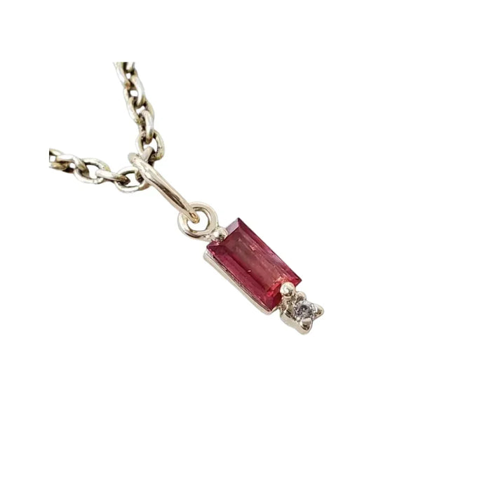 14K Solid Gold Red Sapphire & Diamond Pendant - K Jewelry Accessories