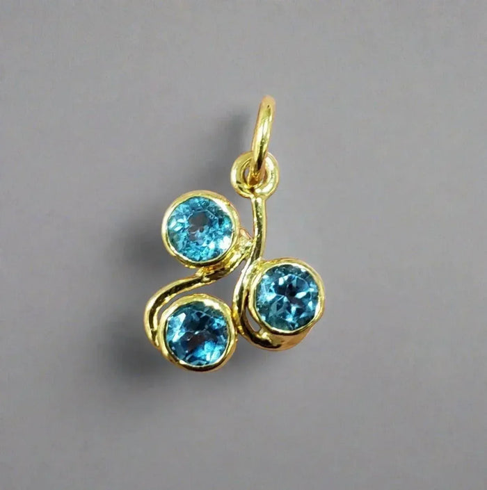 14k Swiss Blue Topaz Gold Pendant Elegant - K Jewelry Accessories