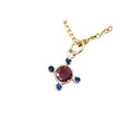 14k Tourmaline with Blue Sapphire Gold Pendant - K Jewelry Accessories
