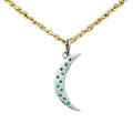 14k White Gold Zambian Emerald Moon Necklace Charm - K Jewelry Accessories