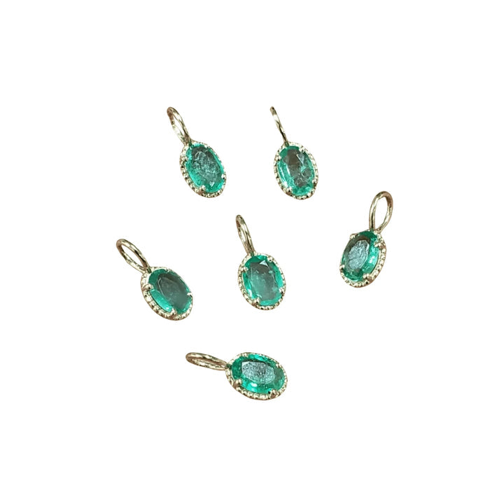 14k Zambian Emerald Gold Charm Pendant Minimalist - K Jewelry Accessories