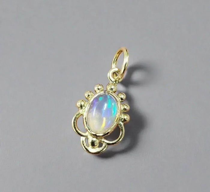 18k Designer Ethiopian Gold Opal Charm Pendant - K Jewelry Accessories