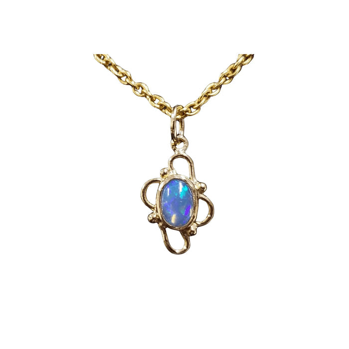 18k Ethiopian Opal Gold Minimalistic Pendant - K Jewelry Accessories