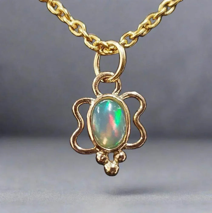18k Ethiopian Opal Gold Pendant Butterfly Shape Charm - K Jewelry Accessories