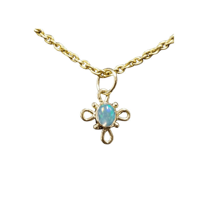 18k Floral Gold Oval Opal Pendant Jewelry Findings For Her - K Jewelry Accessories