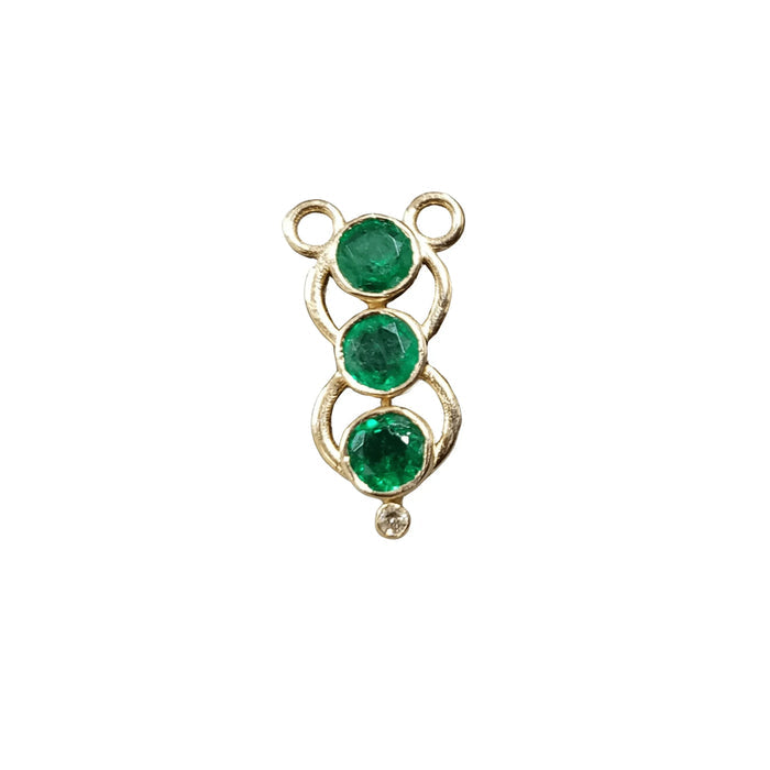 18k Gold 3 Stone Zambian Emerald Pendant - K Jewelry Accessories