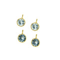 18k Gold 5 mm Round Aquamarine Dainty Charm For Women - K Jewelry Accessories