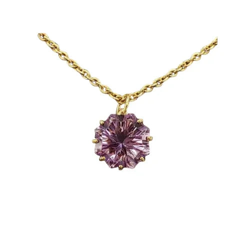 18k Gold Amethyst Floral Pendant Necklace