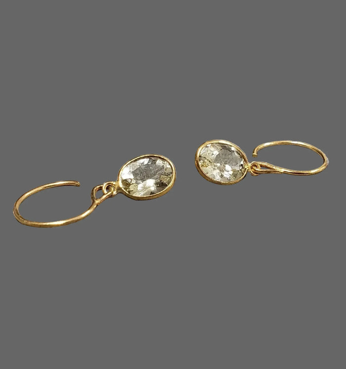 18k Gold Aquamarine Earrings: Handmade Oval - K Jewelry Accessories