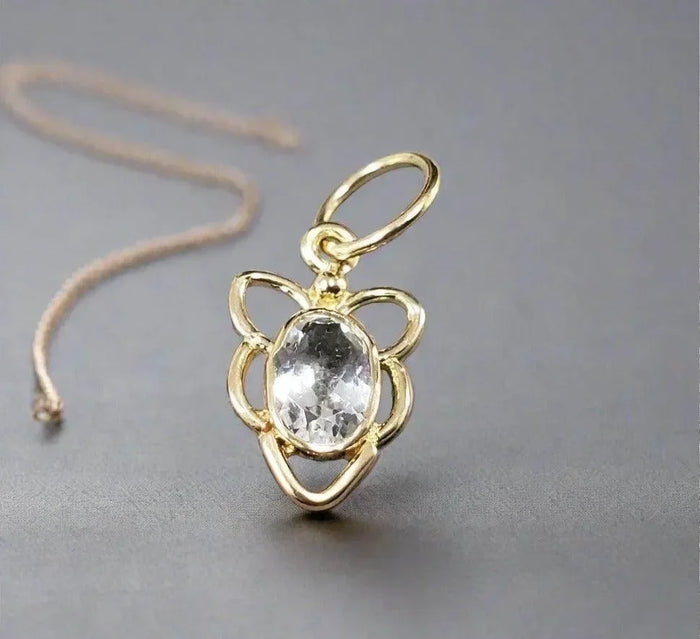 18k Gold Aquamarine Pendant Beautiful shape for women - K Jewelry Accessories