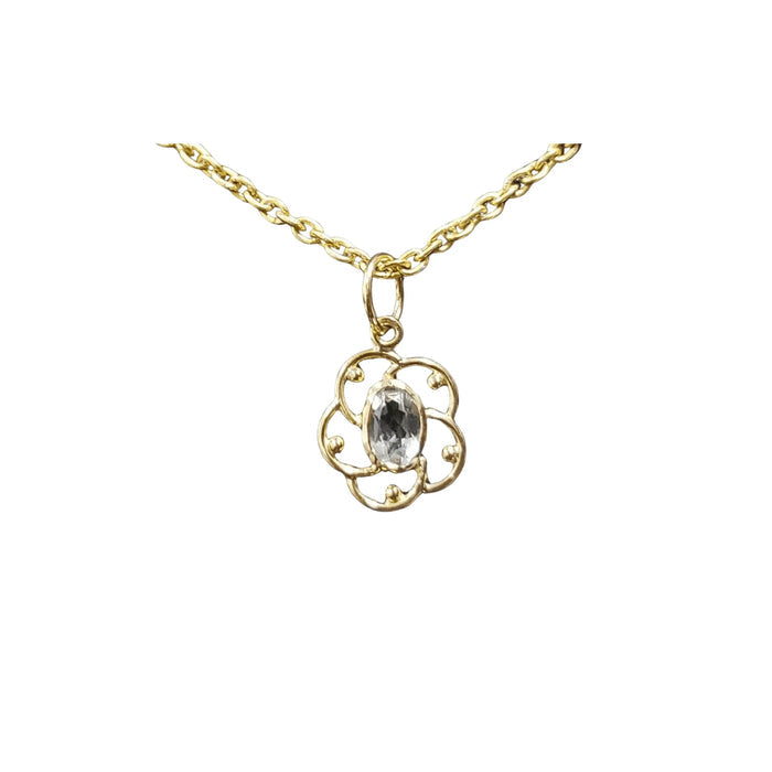 18K Gold Aquamarine Pendant Flower shape Beautiful - K Jewelry Accessories