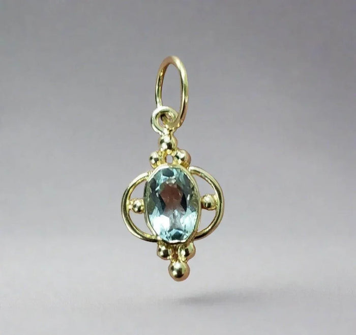 18k Gold Aquamarine Pendant Necklace for women - K Jewelry Accessories