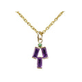 18k Gold Baguette Amethyst & Tsavorite Pendant - K Jewelry Accessories