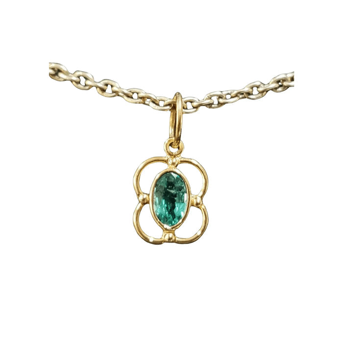 18k Gold Beautiful Zambian Emerald Dainty Necklace Charm - K Jewelry Accessories