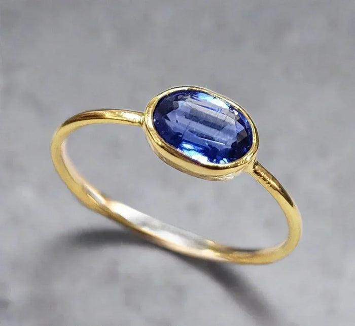 18k Gold Blue Kyanite Stackable Ring - K Jewelry Accessories