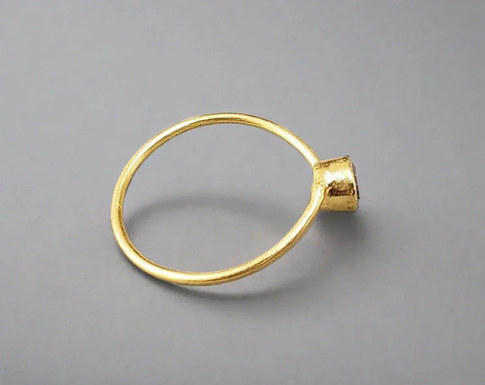 18k Gold Brown Diamond Minimalist Ring Dainty - K Jewelry Accessories