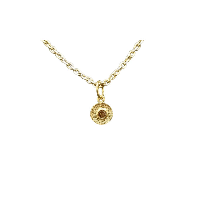 18k Gold Brown Diamond Pendant Round Charm Necklace - K Jewelry Accessories