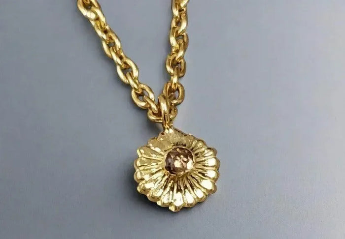 18k Gold Brown Rose Cut Diamond Charm Necklace Pendant - K Jewelry Accessories