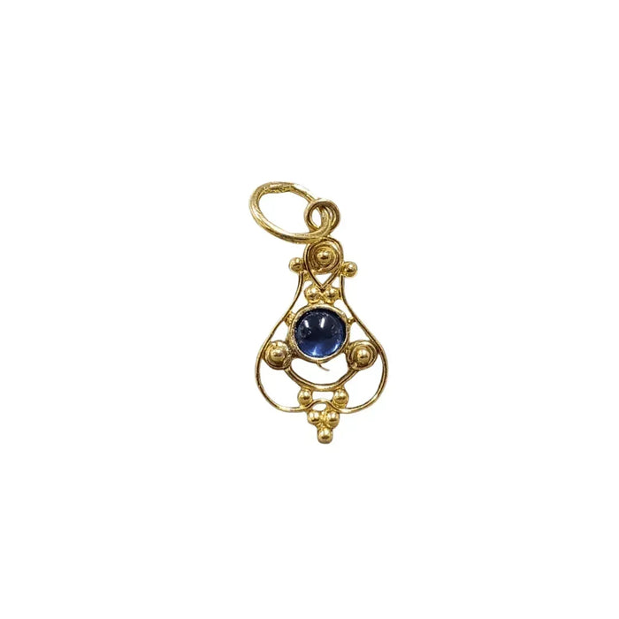 18k Gold Cabochon Blue Sapphire Pendant Women - K Jewelry Accessories