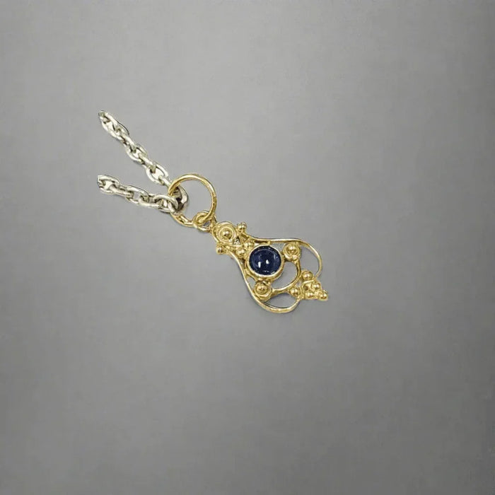 18k Gold Cabochon Blue Sapphire Pendant Women - K Jewelry Accessories