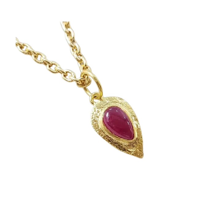 18K Gold Cabochon Ruby Pendant