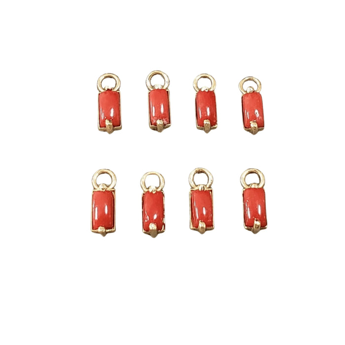 18k Gold Coral Baguette Charms For multipurpose use - K Jewelry Accessories