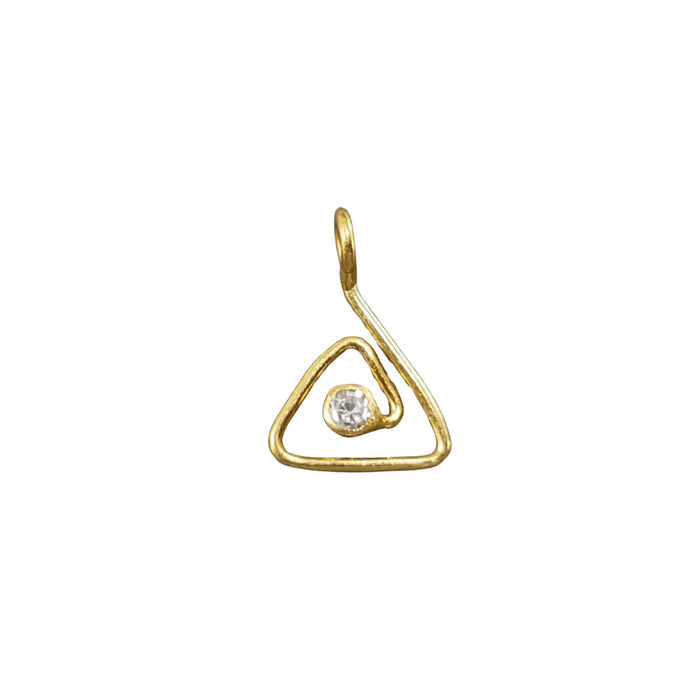 18K Gold Dainty Diamond Charm Pendant Triangle shape - K Jewelry Accessories