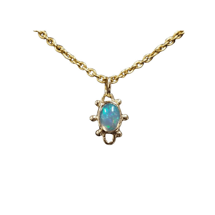 18k Gold Dainty Ethiopian Opal Pendant Minimalistic - K Jewelry Accessories