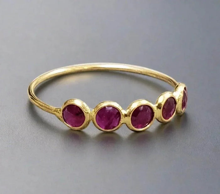 18K Gold Dainty Natural Ruby Ring For Women - K Jewelry Accessories