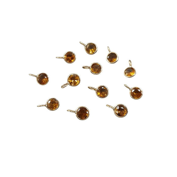 18k Gold Dark Yellow Tourmaline Charm Jewelry findings - K Jewelry Accessories