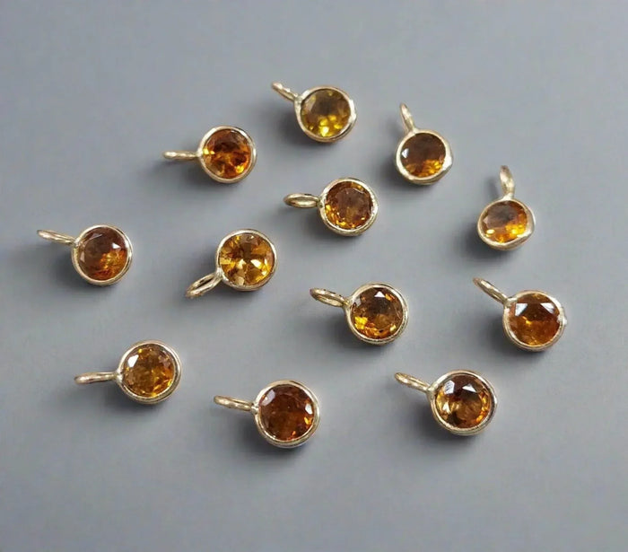 18k Gold Dark Yellow Tourmaline Charm Jewelry findings - K Jewelry Accessories