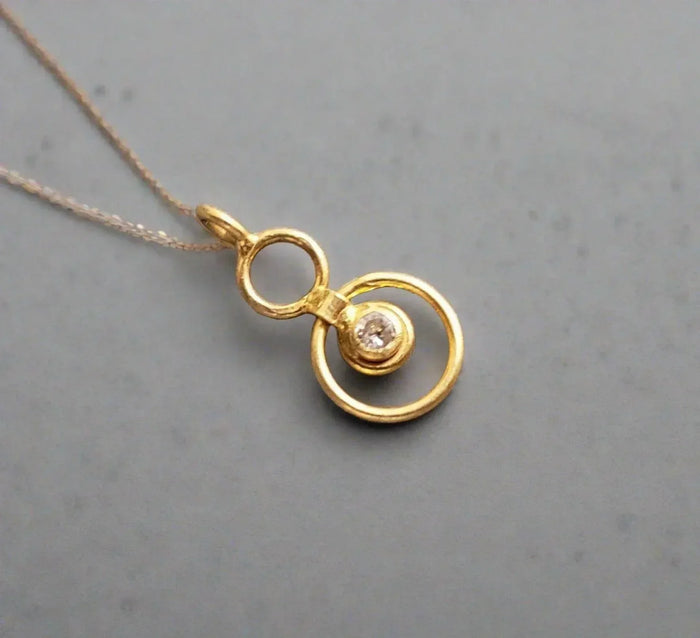 18k Gold Diamond Charm Pendant Round Charm For Her - K Jewelry Accessories