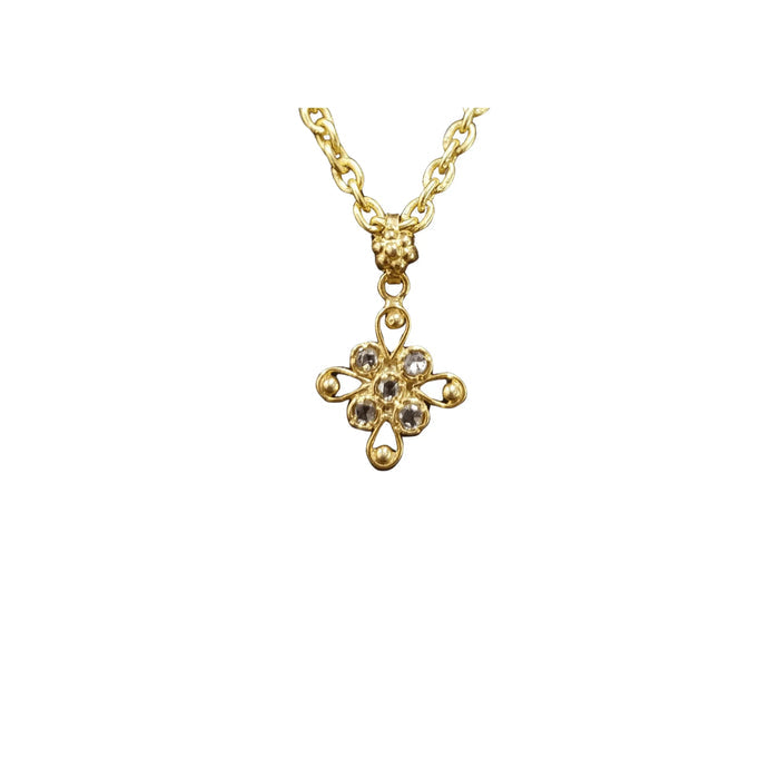 18k Gold Diamond Necklace Pendant Flower Shape for women - K Jewelry Accessories