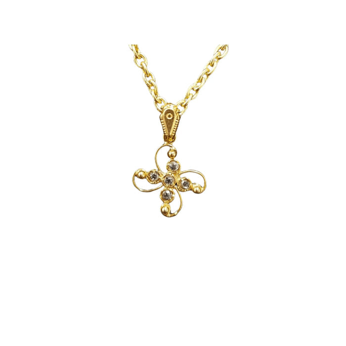 18k Gold Diamond Pendant Charm floral Shape Jewelry - K Jewelry Accessories