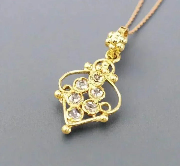 18k Gold Diamond Pendant Handmade Charms for her - K Jewelry Accessories