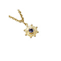 18k Gold Disc Hammered Blue Sapphire Pendant - K Jewelry Accessories