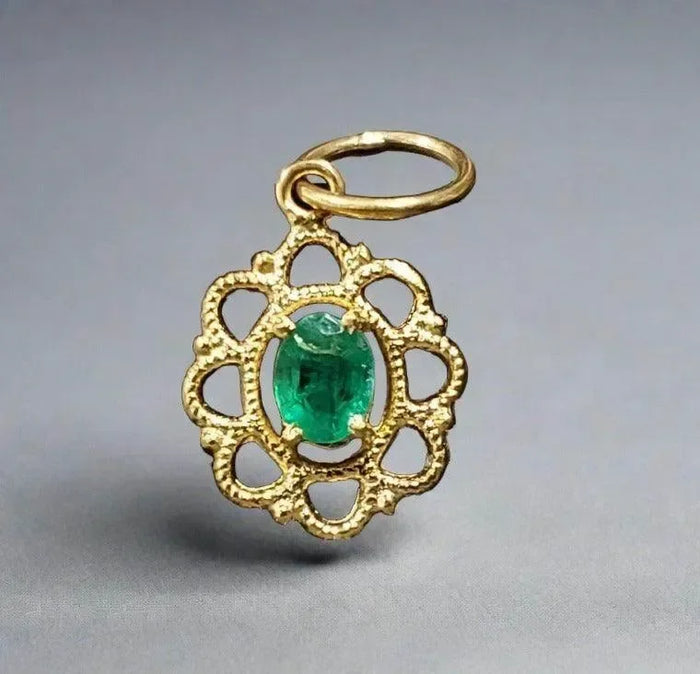 18k Gold Emerald Charm Pendant Elegant - K Jewelry Accessories