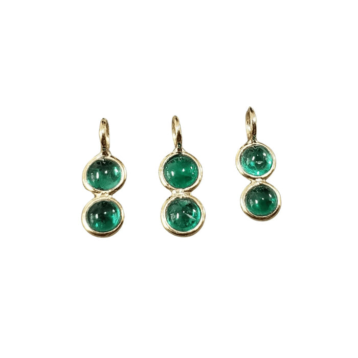 18k Gold Emerald Charm Pendant Green 2 stone jewelry - K Jewelry Accessories