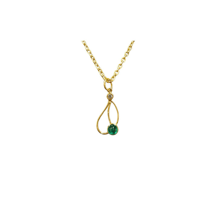 18k Gold Emerald & Diamond Pendant Designer - K Jewelry Accessories